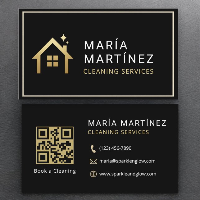 QR-kod: Minimalisttjänster för Städning i svart Gu Visitkort (Skapare uppladdad)