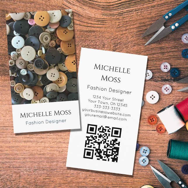 QR-kod Mode Designer Sewing Buttons Visitkort (Skapare uppladdad)