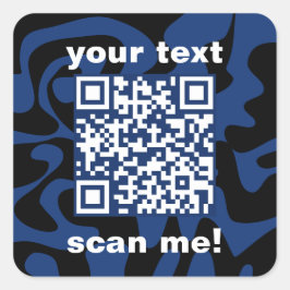 QR-kod - modern blå och svart Mörk Fyrkantigt Klistermärke