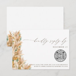 QR-kod Modern Boho Pampas Grass Bröllop OSA Kort