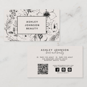 QR-kod Modern botaniska och svarta Visitkort