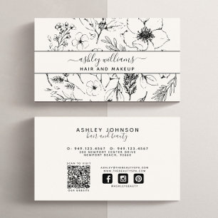 QR-kod Modern botaniska  svarta Social-media Visitkort