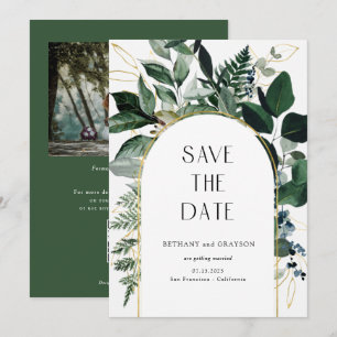 QR-kod, Modern botaniskt trädgårdsbröllop Spara Datumet