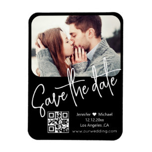 qr-kod modern chic bröllopsfoto spara datum magnet