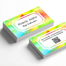 QR-kod Modern Elegant Akvarell Yogainstruktör Visitkort