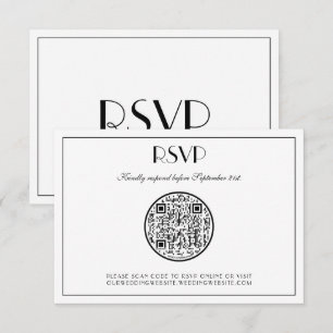 QR-kod Modern Elegant Art Deco Bröllop RSVP-kort OSA Kort