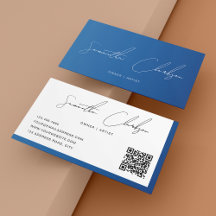 QR-kod Modern Elegant Blå Handskriven Skrift