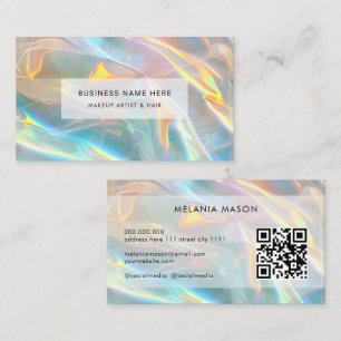 QR-kod Modern Elegant Holografisk störning Visitkort