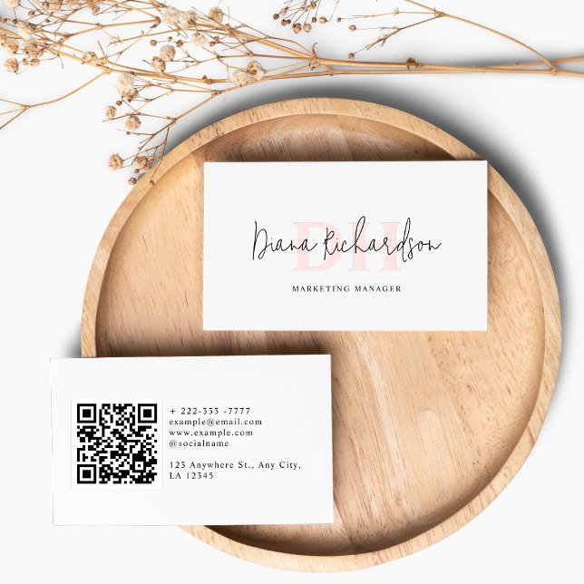 QR-kod Modern Elegant och inledande monogram för k Visitkort (Skapare uppladdad)
