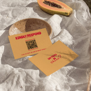 QR-kod Modern färgfull Retro-Roligt fet Bröllop OSA Kort