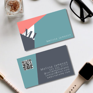 QR-kod   modern geometrisk minimalistisk monogram Visitkort