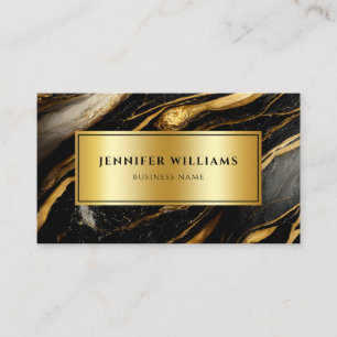 QR-kod Modern Guld Black and White Marble Visitkort