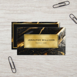 QR-kod Modern Guld Black and White Marble Visitkort