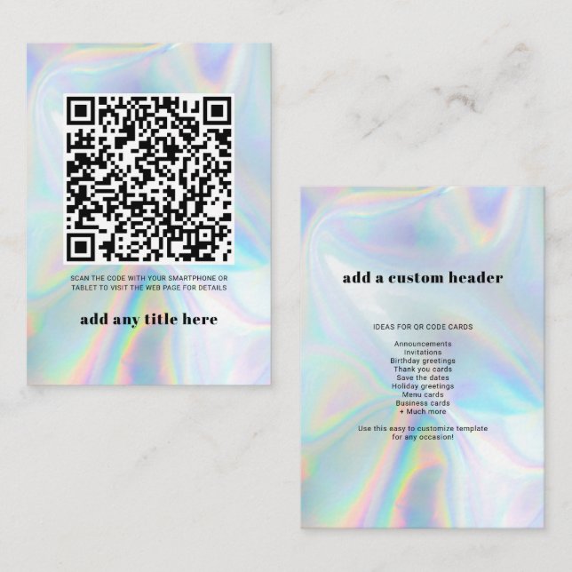 QR-kod Modern hologragrafi i Tillfälle Anteckningskort (Fram/baksida)