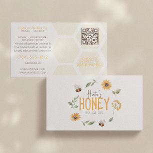 QR-kod Modern Honeybee Wandebeist Apiarist Biekeep Visitkort