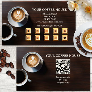 QR-kod Modern Kaffe Loajalitet Stämpel Kort