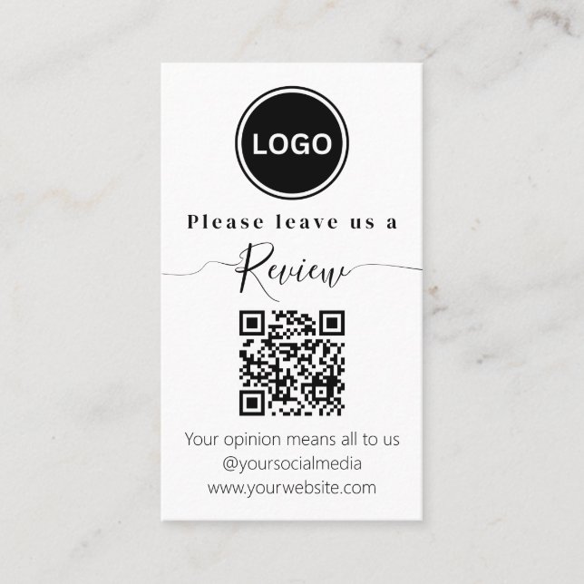 QR-kod Modern | Lämna oss en recension Visitkort (Framsida)