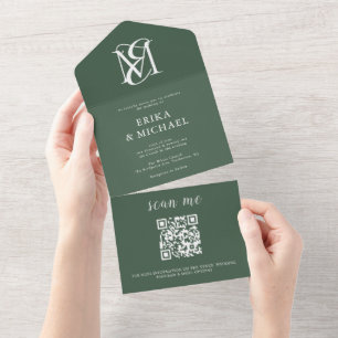 QR-kod Modern Minimal Forest Grönt Bröllop