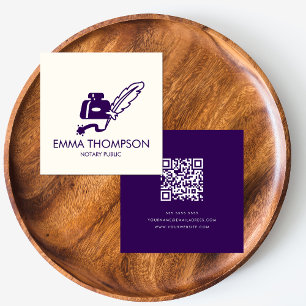 QR-kod Modern minimal Lila Notary Public Fyrkantigt Visitkort