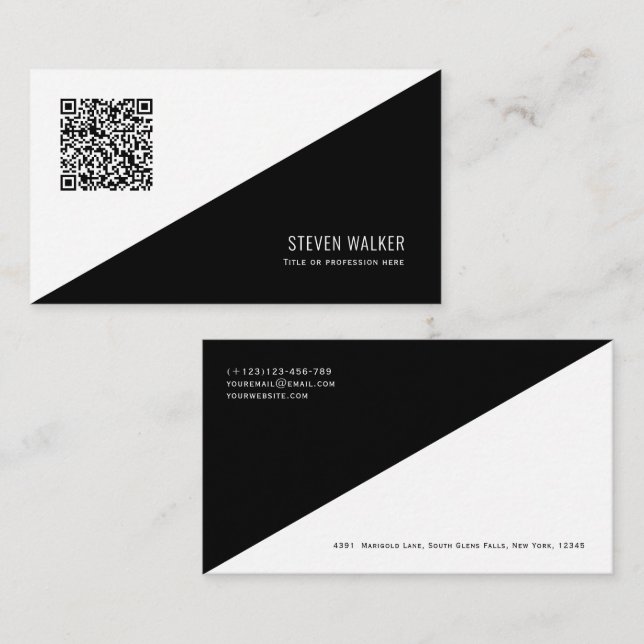 QR-kod Modern Minimalist Clean Professionell Busin Visitkort (Fram/baksida)
