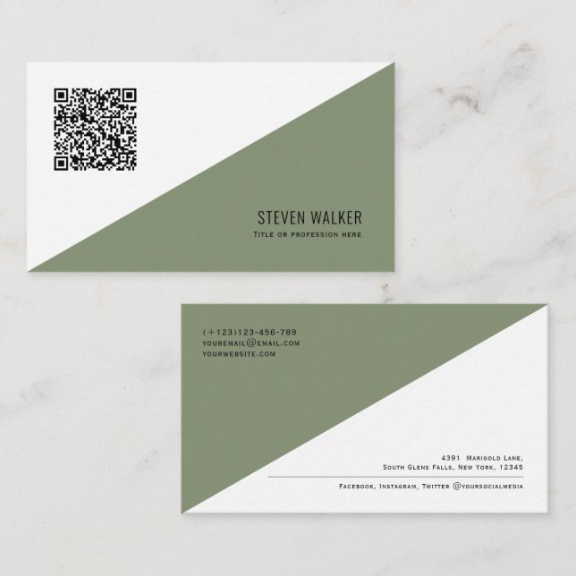 QR-kod Modern Minimalist Clean Professionell Busin Visitkort (Fram/baksida)