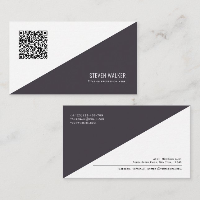 QR-kod Modern Minimalist Clean Professionell Busin Visitkort (Fram/baksida)