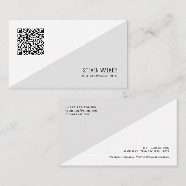 QR-kod Modern Minimalist Clean Professionell Busin Visitkort (Fram/baksida)