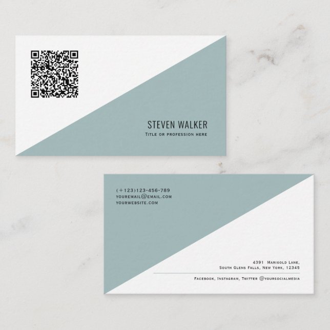 QR-kod Modern Minimalist Clean Professionell Busin Visitkort (Fram/baksida)