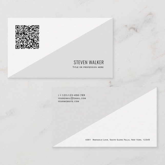 QR-kod Modern Minimalist Clean Professionell Busin Visitkort (Fram/baksida)