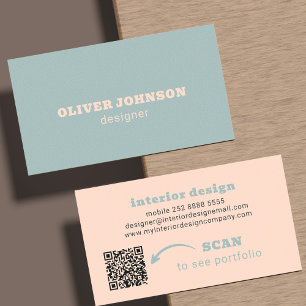 QR-kod modern minimalist fet typografi blå Visitkort