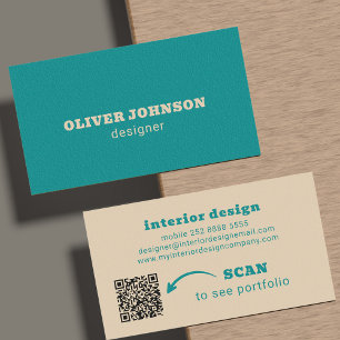 QR-kod modern minimalist fet typografi teal Visitkort