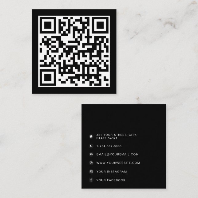 QR-kod Modern minimalist Fyrkantigt Visitkort (Fram/baksida)