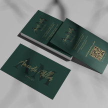 QR-kod Modern Minimalist Monogram Emerald Grönt