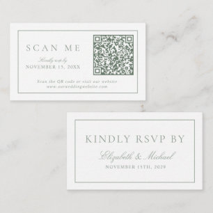 QR-kod Modern minimalist monogram Salvia grön RSVP Tilläggskort
