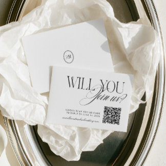 QR-kod Modern Minimalistisk Bröllops-RSVP OSA Kort