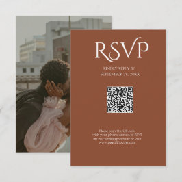 QR-kod Modern Minimalistisk Djup Koppar Bröllop OSA Kort