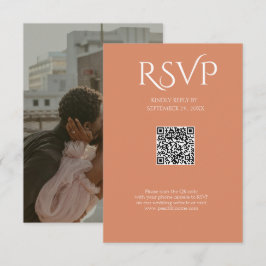 QR-kod Modern Minimalistisk Djup Koppar Bröllop OSA Kort