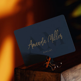 QR-kod Modern Minimalistisk monogram Mörk blått Visitkort