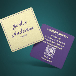 QR-kod Modern Minimalistisk Professionell Lila Fyrkantigt Visitkort