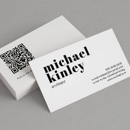 QR-kod modern minimalistisk professionell vit Visitkort