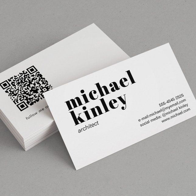 QR-kod modern minimalistisk professionell vit Visitkort (Skapare uppladdad)