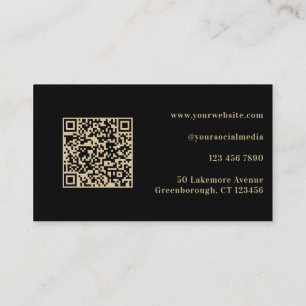 QR-kod Modern Minimalistisk svart Guld Visitkort