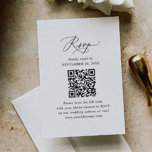 QR-kod Modern minimalistisk svart och vit Bröllop OSA Kort