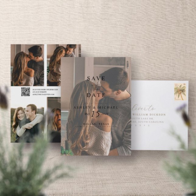 QR-kod Modern Overlay Elegant 5 Fototypografi Spara Datumet (Save the Date!)