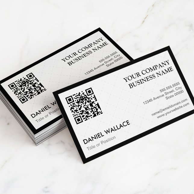 QR-kod - Modern Professionell Black White Visitkort (Skapare uppladdad)