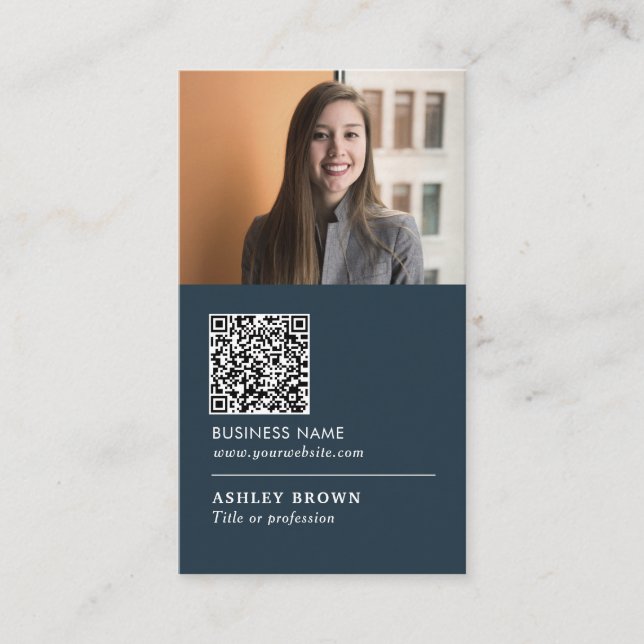 QR-kod Modern professionell real gods-foto Busi Visitkort (Framsida)
