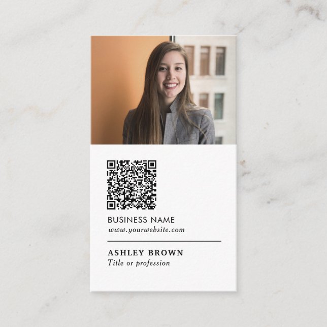 QR-kod Modern professionell real gods-foto Visitkort (Framsida)