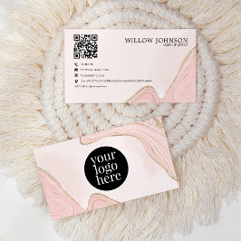 QR-kod Modern Rosa Guld Glitter Logotyp Profession Visitkort
