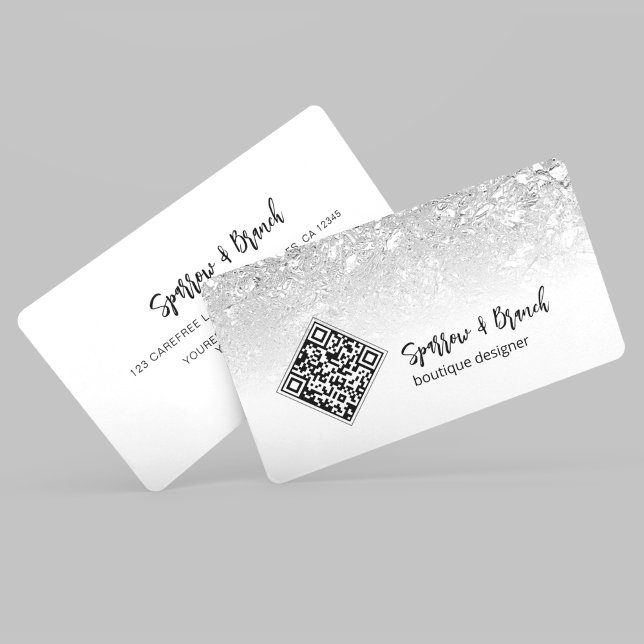 QR-kod Modern Silver Boutique Visitenkort Visitkort (Skapare uppladdad)