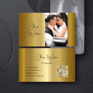 QR-kod Modern Skrift Guld Fotograf Visitkort